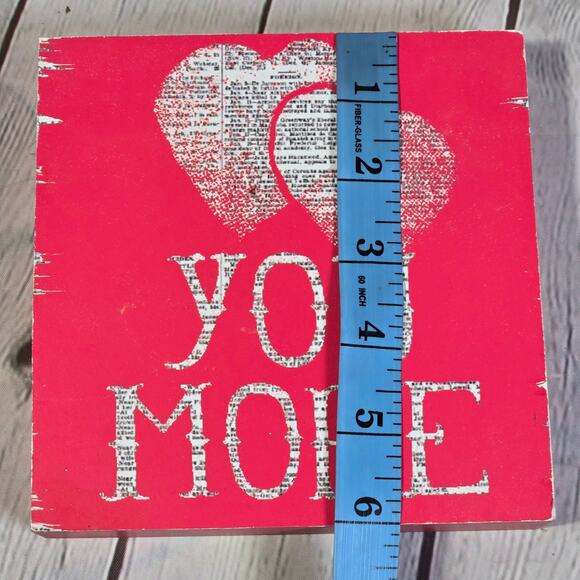 Clever Captions Love You More Hearts Wood Sign Valentine Love Home Decor - Picture 4 of 5